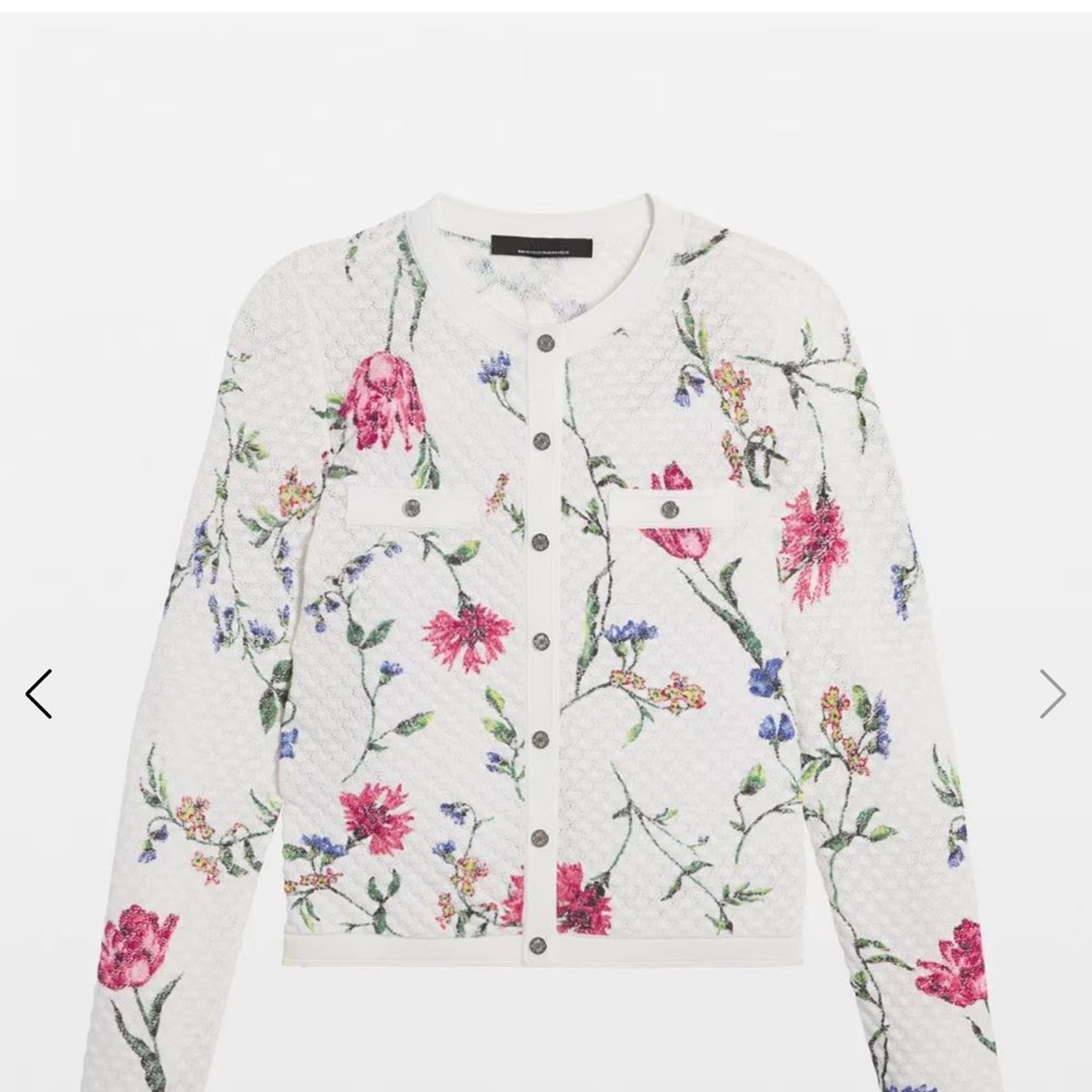 White House Black Market Floral White cardigan